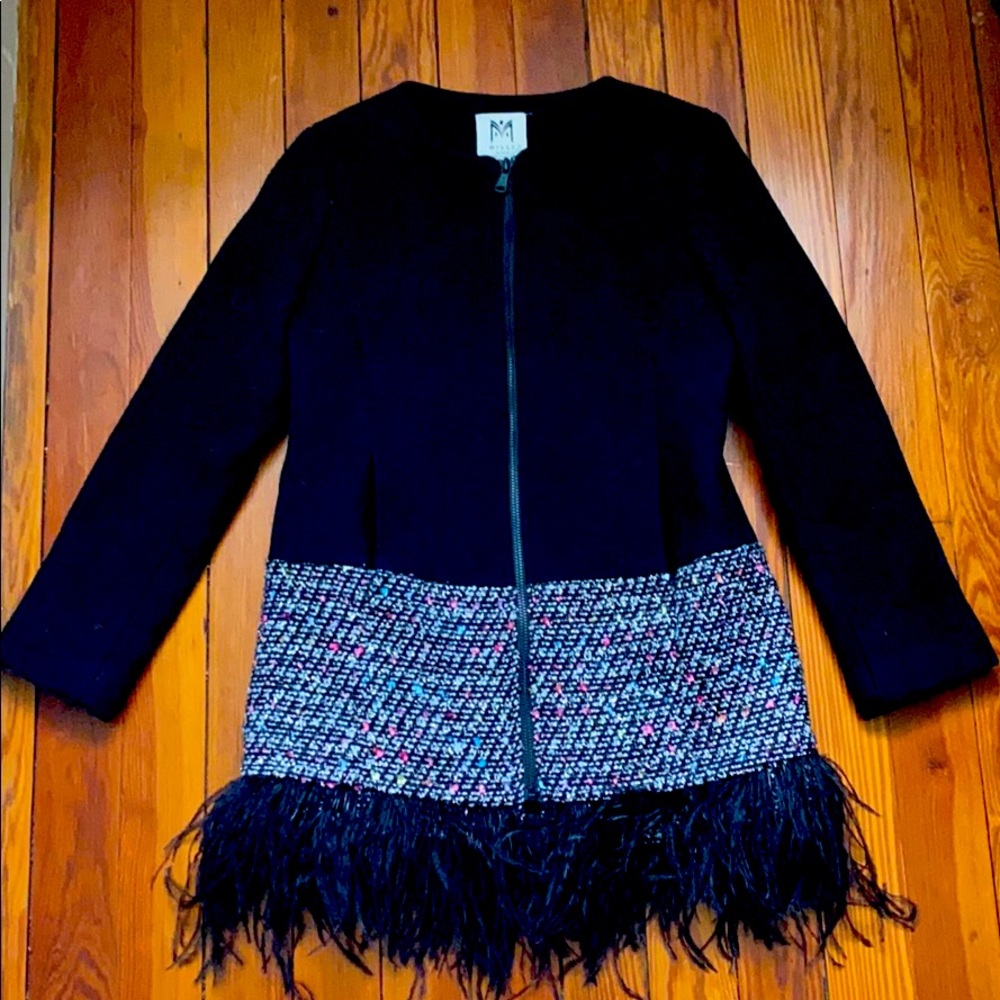 Milly Minis Doubleface Feather Trim Coat sz 8